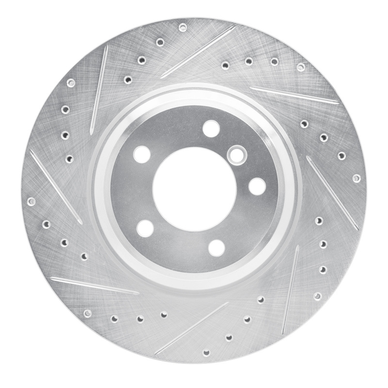 BMW 335XI Brake Rotor (1) - Front Left - R1 Concepts - Drilled & Slotted - Silver - `07-`15